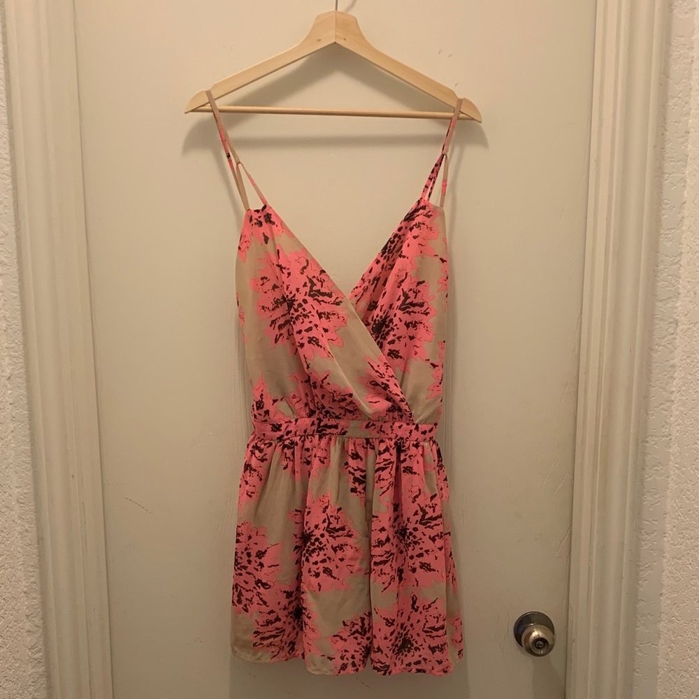 Floral Pink and Cream Backless Romper